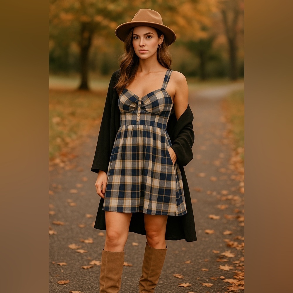 Aeropostale Plaid Halter Dress - Size Medium - Picture 15 of 16
